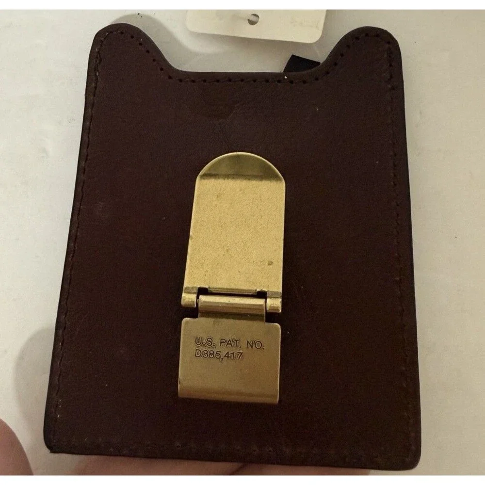 Fossil Brown Leather Wallet Card Holder with Magnetic Money Clip Brown